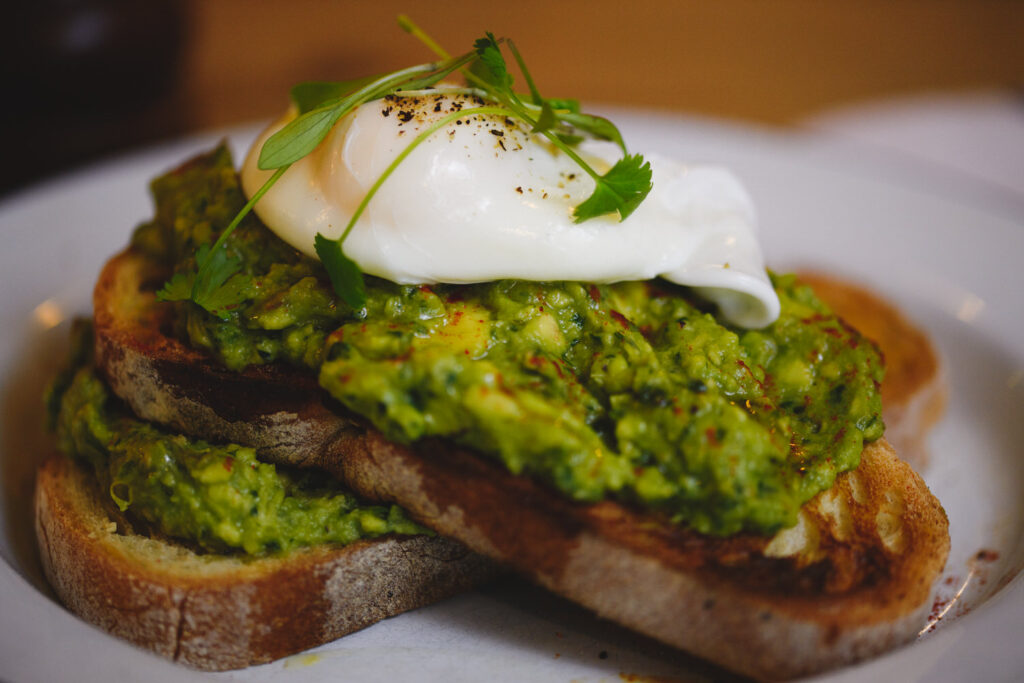 Fresh avocado on toast breakfast photography for a boutique hospitality brand in the East Midlands