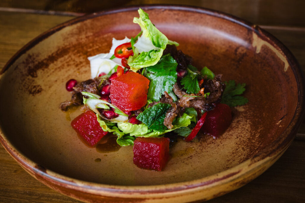 Plated seasonal dish at a boutique hotel in Rutland